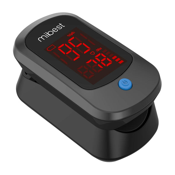 Mibest CN160 Fingertip Pulse Oximeter, Blood Oxygen Saturation Monitor with Batteries Included (Black)