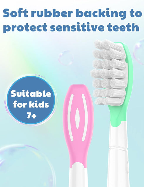Toptheway Kids Toothbrush Heads for Philips Sonicare, 8 Pack for Kids 7+, Pink & Green