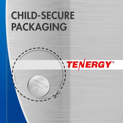 Tenergy CR927 3V Lithium Button Cell Battery for Watches, Temperature Sensors, Smart Water Bottles, Remote Controllers
