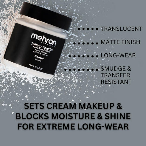 Mehron Makeup Setting Powder, Loose Powder Makeup, 1 oz, Neutral, Perfect for Halloween