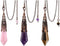 Jovivi 3pcs Natural Amethyst Rose Quartz Crystal - 12 Faceted Therapy Healing Dowsing Pendulum with Chain