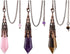 Jovivi 3pcs Natural Amethyst Rose Quartz Crystal - 12 Faceted Therapy Healing Dowsing Pendulum with Chain
