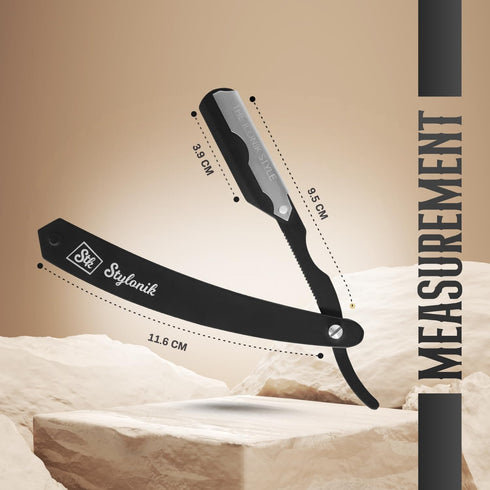 Professional Straight Edge Barber Razor, 60 PCS Single/30 PCS Double Sided Blades for Men & Women with Leather Case