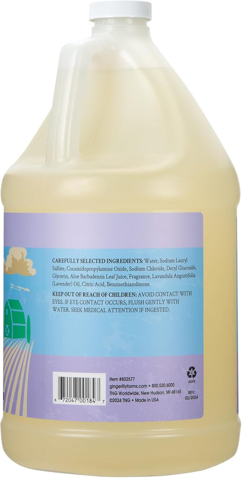 Ginger Lily Farms Botanicals Plant-Based Liquid Dish Soap, Concentrated Formula with Max Grease Cleaning Power, Cruelty-Free, Lavender Chamomile Scent, 1 Gallon Refill (128 Fl. Oz.)