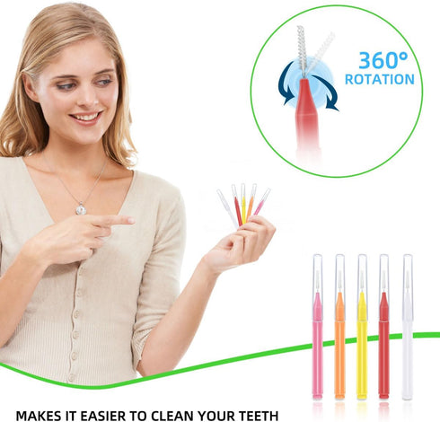 75 Pieces Braces Brush for Dental Tooth Flossing, Interdental Cleaning Tool in 5 Colors