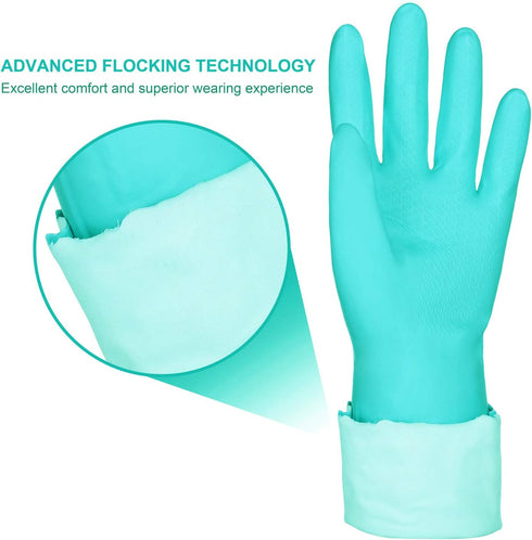 Elgood Reusable Kitchen Gloves - 2 Pairs, Purple & Blue, Medium, Latex-Free with Cotton Lining for Dishwashing