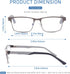 ZERPEET 2 Pack Eyestrain,1.5x Men's Progressive Multifocal Reading Glasses,Rectangle Metal Frame with Spring Hinge