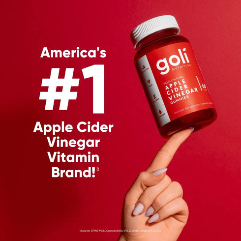 Goli Apple Cider Vinegar Gummy Vitamins - 180 Count - Vitamins B9 & B12, Gelatin-Free, Gluten-Free, Vegan & Non-GMO.