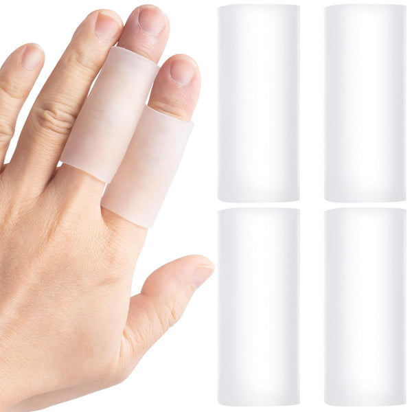 ANCIRS 4pcs Gel Finger Sleeve Protectors - Silicone Finger Support, Cushions for Cracking, Blisters, Arthritis Pain