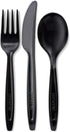 Preserve Recycled Plastic Cutlery - 24 Count (8 Forks, 8 Knives, 8 Spoons) - Made in USA, Black