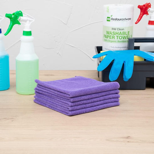 Restaurantware Clean Tek Professional Cleaning Cloths, 16 x 16 Inch, 10 Lint Free Microfiber Towels