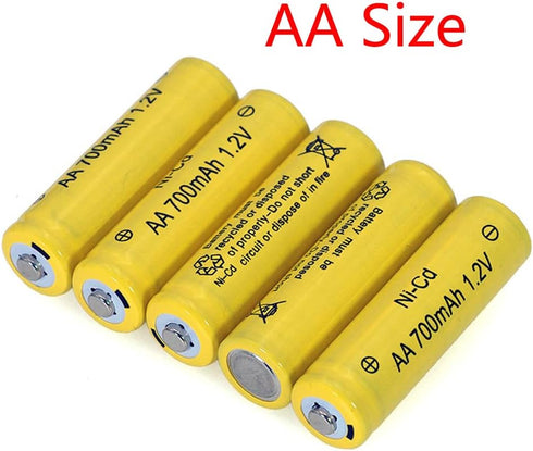 12 Packs AA Garden Ni-Cd Batteries 1.2V 700mAh - Rechargeable for Solar Lights, Landscape Lighting