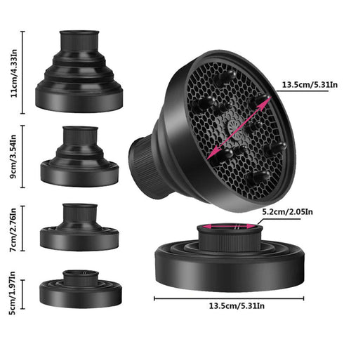 WAJIAYON Universal Collapsible Hair Dryer Diffuser Attachment - Lightweight Portable Travel Tool, Fits Most Blow Dryers