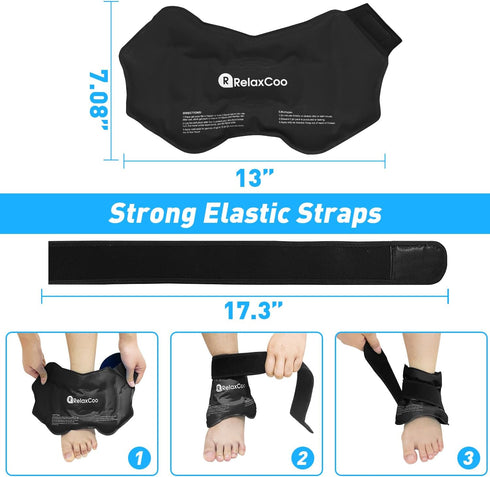 2 Ankle Ice Pack Wrap for Swelling, Reusable Gel Ice Pack for Ankle Injuries, Cold Compress Therapy for Foot Pain