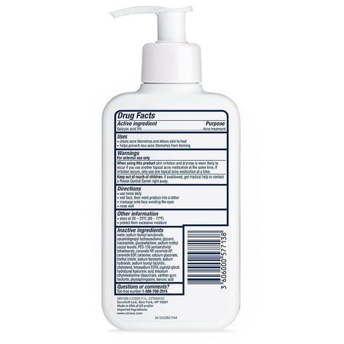 CeraVe Acne Treatment Face Wash - Salicylic Acid Cleanser with Purifying Clay, Niacinamide, Ceramides, 8 Ounce