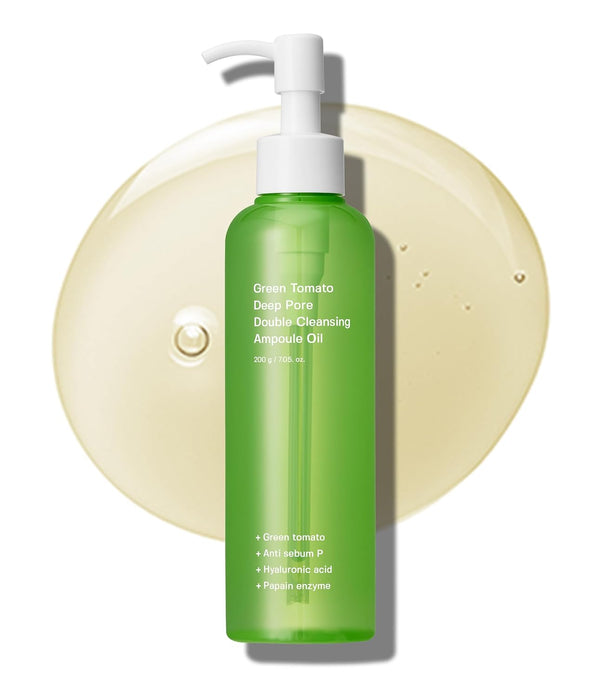 Green Tomato Double Cleansing Ampoule Oil, 200g, Daily Makeup Blackhead Melting for Women