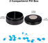 2 Compartment Metal Pill Box, Waterproof Aluminium Travel Case for Daily Medication, Vitamins, Portable Organizer