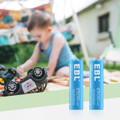 EBL AA Rechargeable Batteries 2500mAh (10 Pack - 5 Colors) Pre-Charged 1.2V NiMH Double A Battery