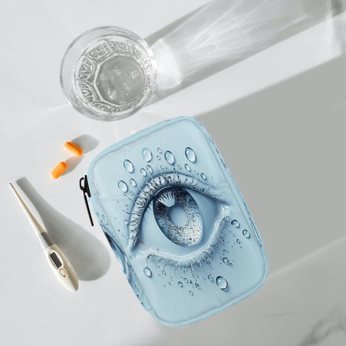Skerhhux 7 Abstract Art Eyes Pill Case Travel Pill Organizer Weekly Day Portable with Zipper Medicine Box Pill Case