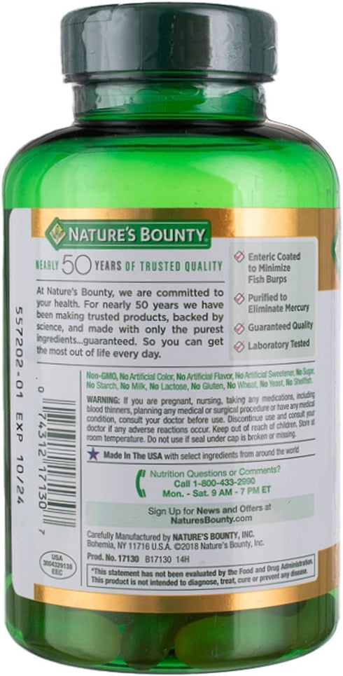 Nature's Bounty Fish Oil 2400 mg Double Strength - Odorless 90 Softgels (Pack of 3)