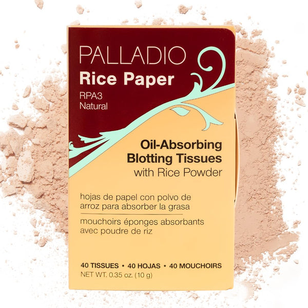 Palladio Rice Paper Facial Tissues, 40 Count, Natural Oil Absorbing Paper for Oily Skin, Pack of 1