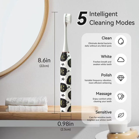 Sensor,5Intensity Settings,SmarTimer 4 Heads,60-Day Rechargeable Electric Toothbrush,with Pressure and Brush Battery
