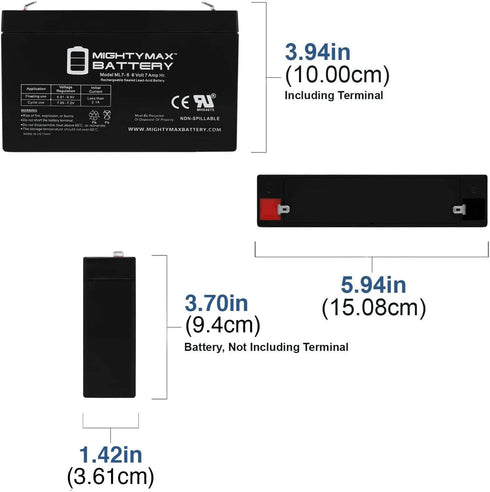Mighty Max Battery 6V 7Ah SLA Replacement Battery for Enduring 3FM7
