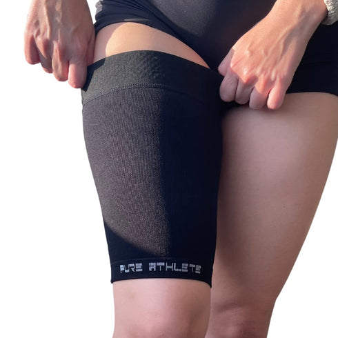 Thigh Compression Sleeve for Hamstring, Quadriceps, Groin Pulls - Athletic Support (Single) - 2 Sleeves - Midnight