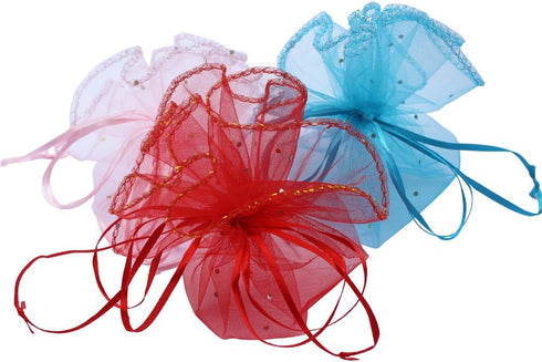 100pcs 9.8 Inch Round Drawstring Organza Bags, Mixed Color Jewelry Candy Pouch for Party Favor Gift Packaging