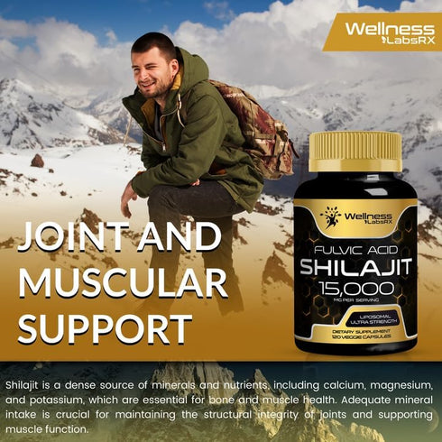 Shilajit Pure Himalayan Organic Capsules, 120 Count - 15,000mg Dietary Supplement for Men & Women