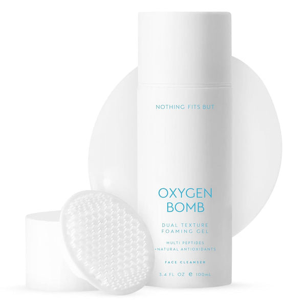 NOTHING FITS BUT Oxygen Bomb with Brush Pad, Dual Texture Foaming Gel Facial Mask & Cleanser, 3.4 Fl Oz (100 ml)