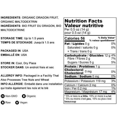 Food to Live Organic Dragon Fruit Powder - 6 Ounces, Non-GMO, Vegan, Rich in Antioxidants, Perfect for Smoothies