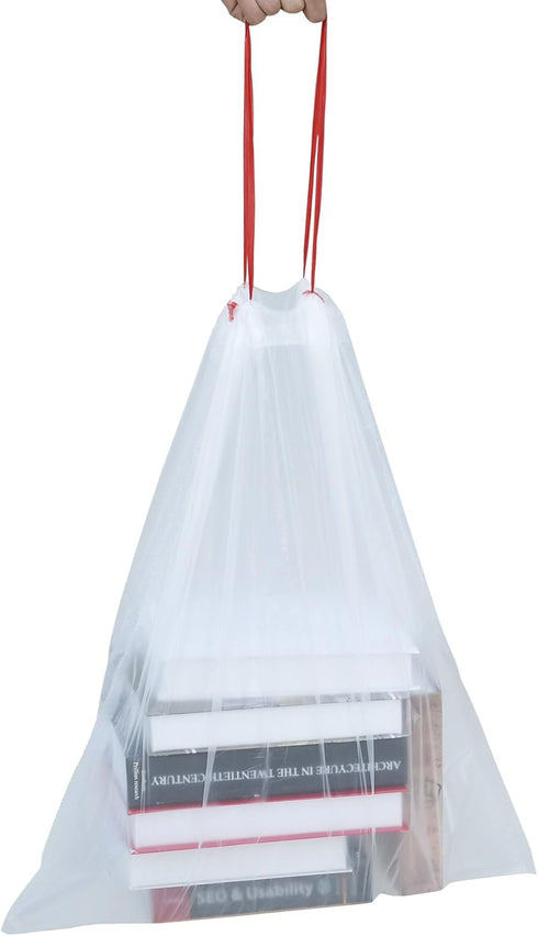 13 Gallon Kitchen Drawstring Trash Bags, Heavy Duty, Clear, 105 Counts
