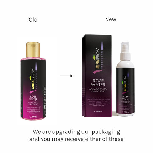 Mina Rose Water Facial Toner and Eyebrow Henna Tint Fixing Solution, Organic, 200ml
