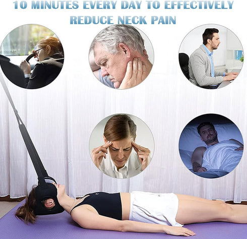 Neck Traction Device for Neck Pain Relief - Portable Neck Stretcher Strap for Spine Chiropractic Decompression,