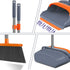kelamayi Upgrade Broom and Dustpan Set - Self-Cleaning with Dustpan Teeth, Gray & Orange