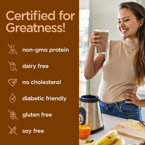 Vegansmart Naturade Plant Based Vegan Protein Powder, Gluten Free & Non-GMO, Chocolate, 15 Servings