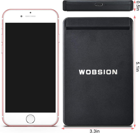 WOBSION Lighted Compact Mirror Rechargeable Travel Makeup Mirror with Light and 1x/3x Magnifying (Black)