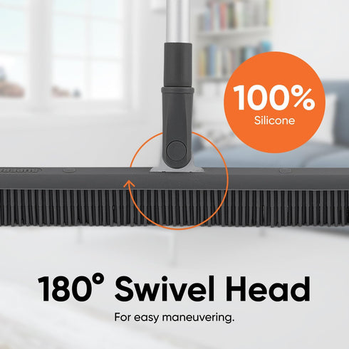 Silicone Broom Head, Rubber Broom for Pet Hair, Slim Hair Broom for Carpet and Floor Cleaning