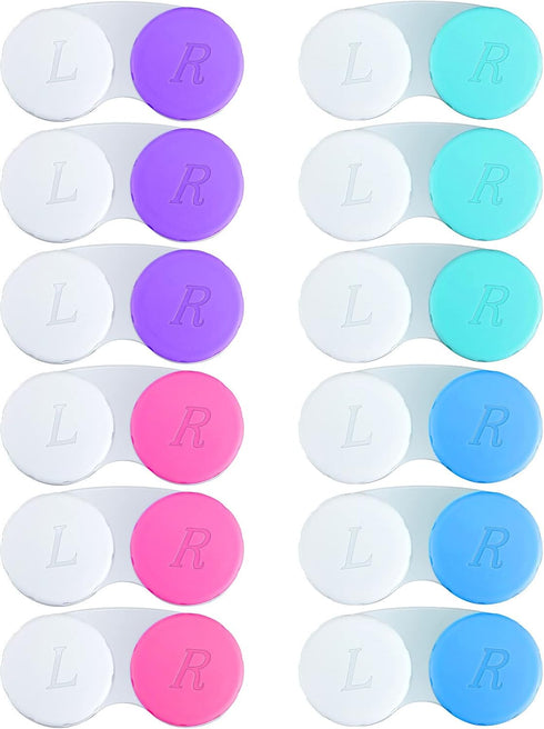 QVVQ 12PCS Contact Lens Case, Colorful Contact Lens Box Left/Right Eyes Holder Container,