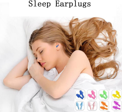Earplugs for Sleeping, Reusable Noise Cancelling Silicone Ear Plugs, 8 Pairs for Sleeping, Swimming, Concerts