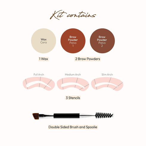 Ruby Kisses Go Brow Eyebrow Kit, Dual Shade Powder & Wax, Includes 3 Stencils for Natural Brow Look, Ideal for Sparse