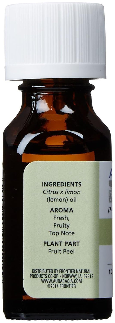 Aura Cacia 100% Pure Lemon Essential Oil | GC/MS Tested for Purity | 15 ml (0.5 fl. oz.) | Citrus limon