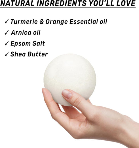 Natural Bath Bombs for Dry Skin Hydration, Luxurious Fizzing Bubble Bath Gift with Turmeric & Arnica Essential Oil