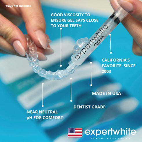 44% Teeth Whitening Gel Syringe Refill Pack for Aligner Trays, 4 gels (3cc Each), Made in USA, 15-Minute Treatment