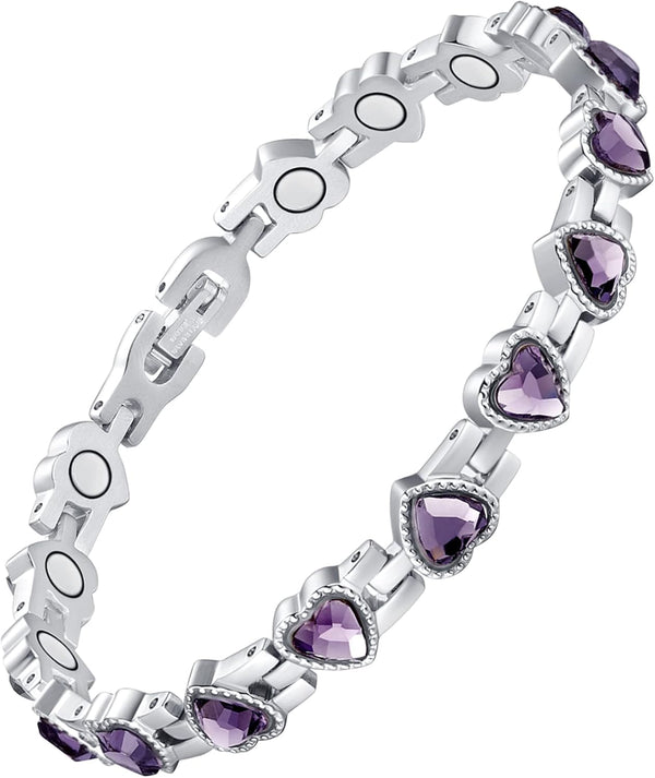 Feraco Magnetic Bracelets for Women, Titanium Steel Bracelet with Neodymium Magnets & Sparkling Crystals
