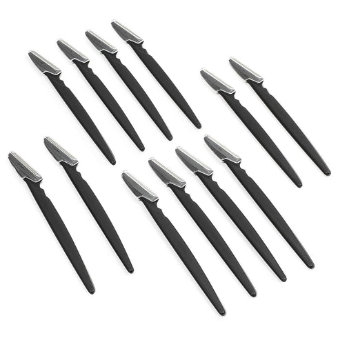 Men's Touch Up Razors, 12 Pack for Mustache and Beard, Black, 5.8 Inches
