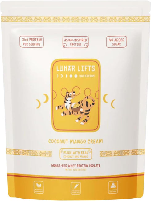 Coconut Mango Cream Boba Tea Whey Protein Isolate | 26g Grass-fed Whey Isolate Protein per Serving | No Added Sugars