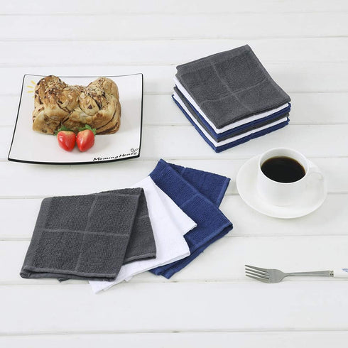 Glynniss Blue Dish Cloths - Highly Absorbent Navy Dish Rags, 100% Cotton Dish Cloths for Washing Dishes, Cleaning