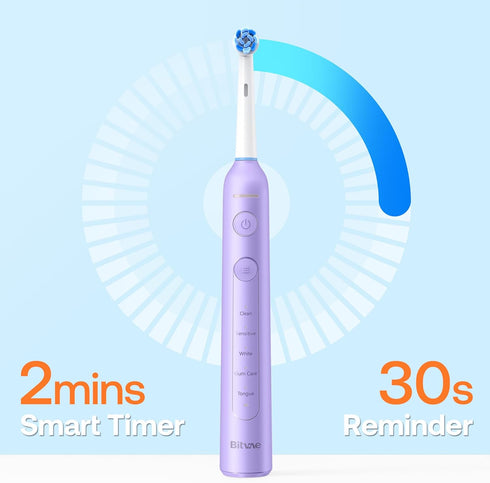 Bitvae R2 Rotating Electric Toothbrush for Adults, 8 Brush Heads, 5 Modes, Purple